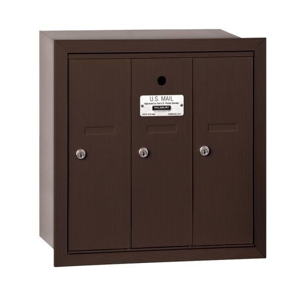 Salsbury Industries Bronze-Vertical Mailbox- Recessed Mounted -3 Doors