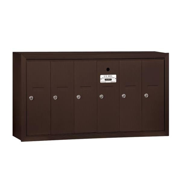 Salsbury Industries Bronze-Vertical Mailbox- Surface Mounted -6 Doors