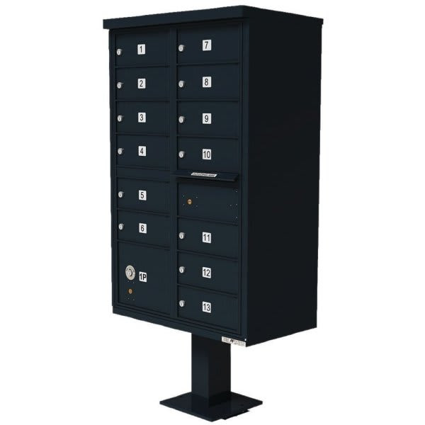 Florence Mfg Cluster Box Unit-13 Mailboxes /1 Parcel Locker/Black