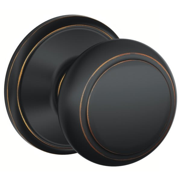 Schlage F-Series Lock F10 Passage Andover Knob Style (Aged Bronze)