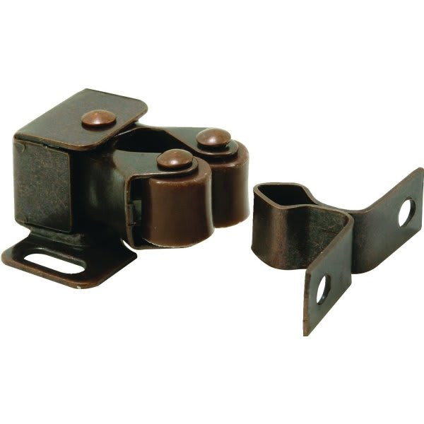 Steel 1-1/4" Bronze Cabinet Door Catch, Spring-Loaded, Double Pole