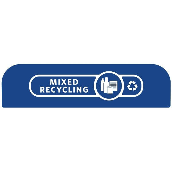 Rubbermaid Commercial 23 Gallon "Mixed Recycling" Sign (Blue)