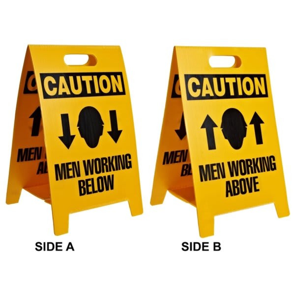 Brady "Caution" Reversible Floor Stands 20" H X 12" W X 0.156" D, Black/Yellow