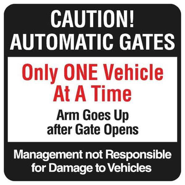 Caution Automatic Gates Sign - Reflective, 24 X 24