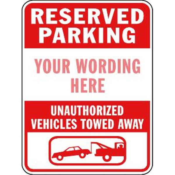 Semi-Custom Reserved Parking Sign, Red Reflective, 12 X 18"