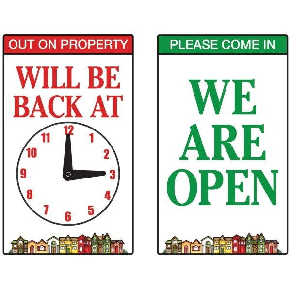 Two-Sided Clock Sign 6 X 10" - "We Are Open"