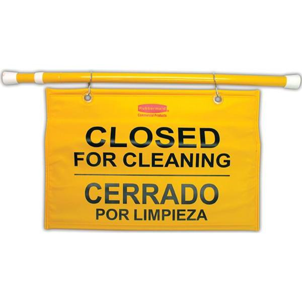 Rubbermaid Commercial 'Closed For Cleaning' Safety Hanging Sign, Yellow