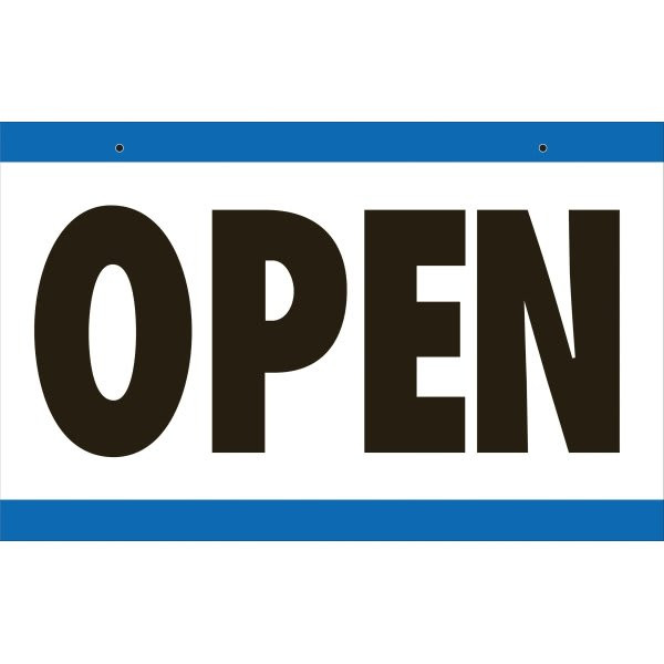 Hy-Ko "Open"/"Closed" With Manual Clock Sign, Plastic, 7" X 9-1/2", Package Of 3