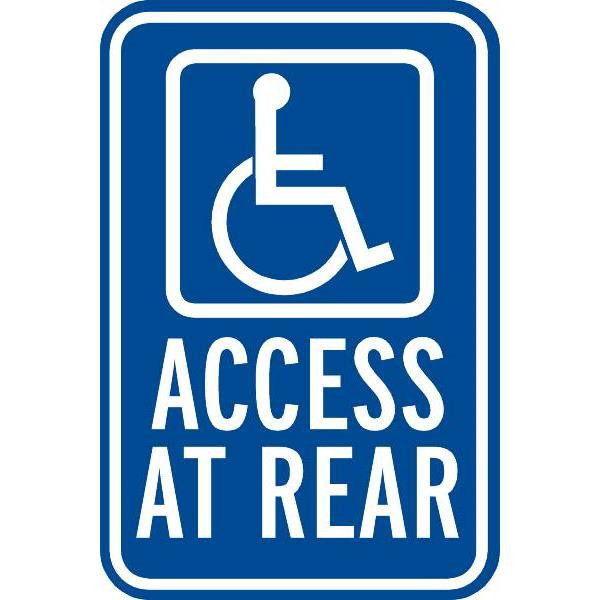 Access At Rear Disabled Parking Sign, Reflective, 12 X 18