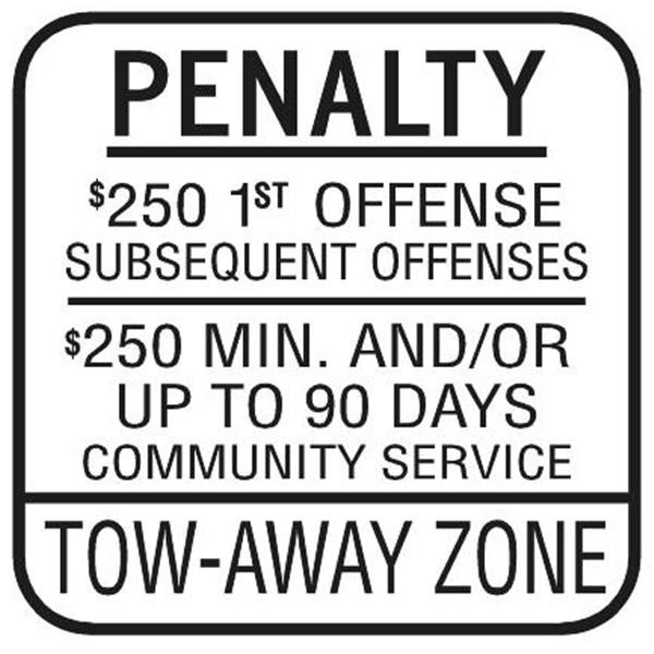 New Jersey Penalty/250 Dollar 1st Offense Disabled Parking Sign, 10" X 12"
