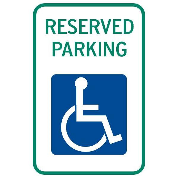 Reserved Parking Disabled Parking Sign, White Reflective, 12 X 18