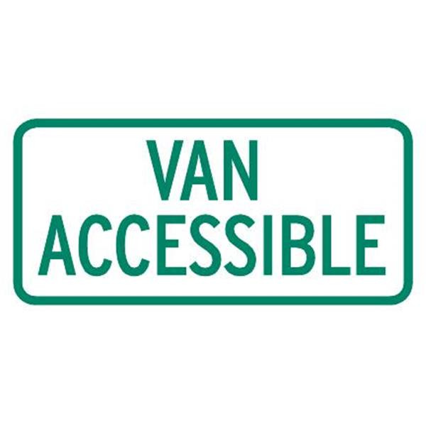 Van Accessible Disabled Parking Sign, Green Reflective, 12 X 6
