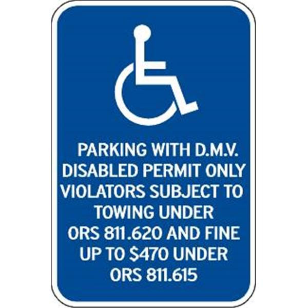 Oregon Parking...disabled Permit Disabled Parking Sign Reflective, 12 X 18"