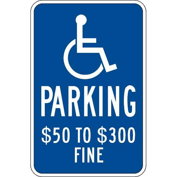 Missouri Parking Sign, 50 To 300 Dollar Fine, Reflective, 12 X 18"
