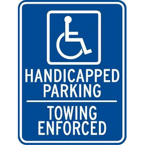 Handicapped/Towing Enforced Disabled Parking Sign, Reflective, 18 X 24