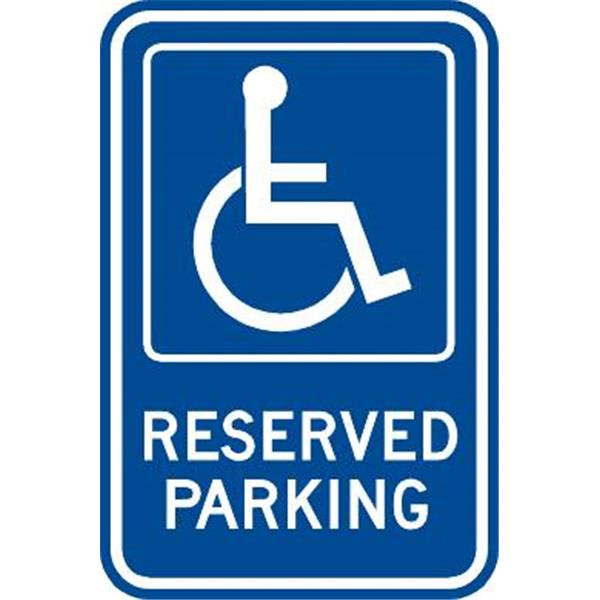 Reserved Parking Disabled Parking Sign, Blue Reflective, 12 X 18