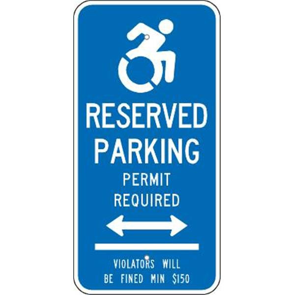 Connecticut Permit Required/Arrow Disabled Parking Sign Reflective, 12 X 24"