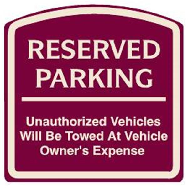 Reserved Parking Sign, Ivory On Burgundy, Non-Reflective, 16 X 16