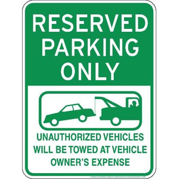Tow Warning/Graphic Sign, Green Reflective, 18 X 24