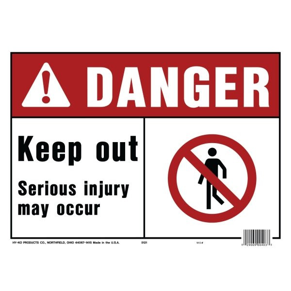 Hy-Ko "Danger Keep Out" Sign, Polyethylene, 14 X 10", Package Of 5