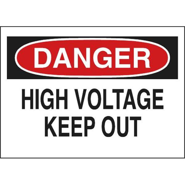 Brady "Danger High Voltage Keep Out" Sign 10"Hx14"W Fiberglass Black/Red/White