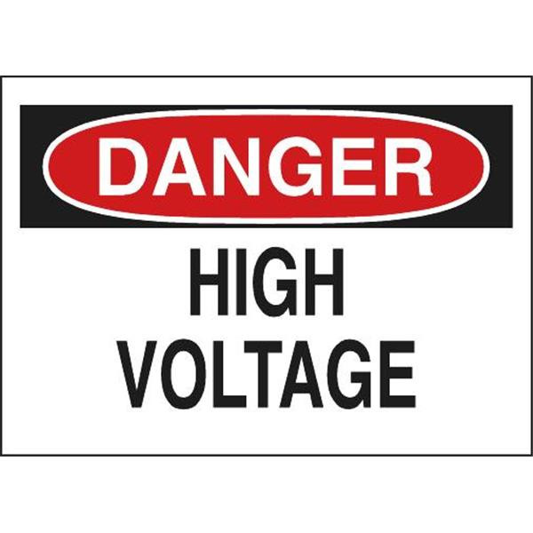 Brady "Danger High Voltage" Sign 10"H X 14"W X 0.1"D Fiberglass Black/Red/White