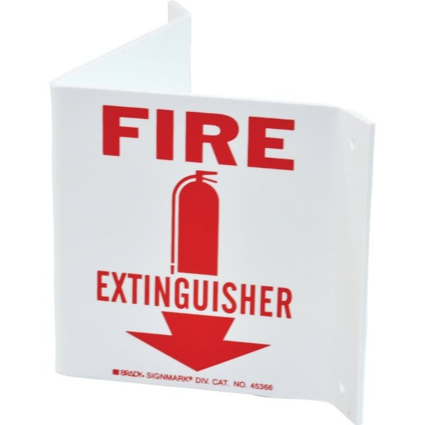 Brady Fire Extinguisher Sign 5.5" H X 10" W  Plastic Red On White