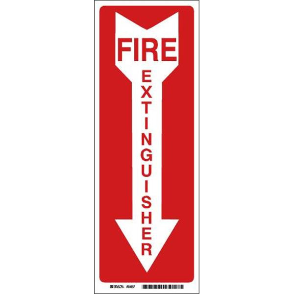 Brady Fire Extinguisher Sign 14" H X 3.5" W Polyester White On Red