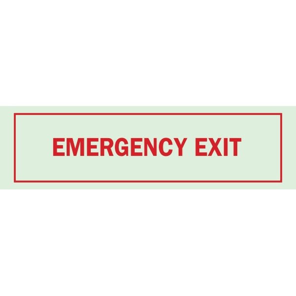 Brady 5 X 14" Glow In The Dark Self Sticking Emergency Exit Sign