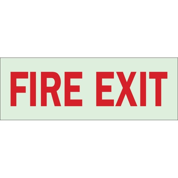 Brady 3-1/2 X 10" Glow In The Dark Self Sticking Fire Exit Sign
