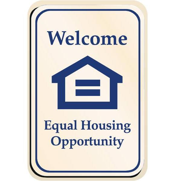 Equal Housing Sign, Blue On Ivory, 6 X 9