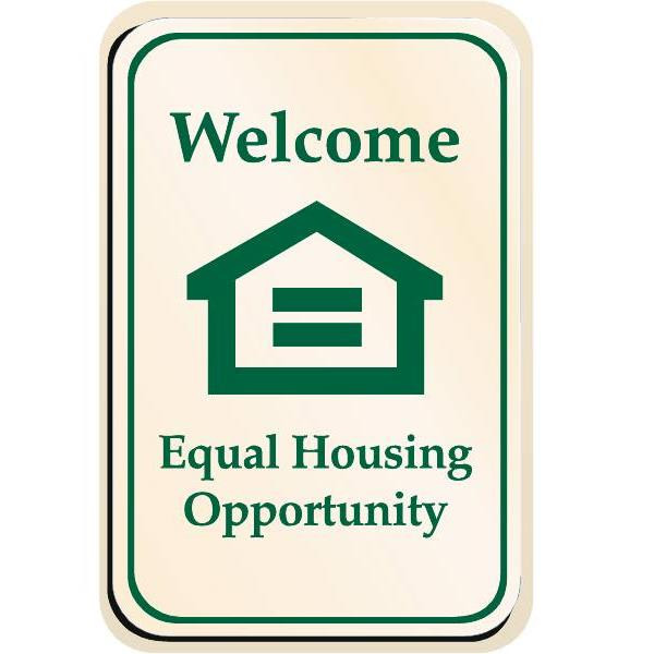 Welcome Equal Housing Interior Sign, Green On Ivory, 6 X 9