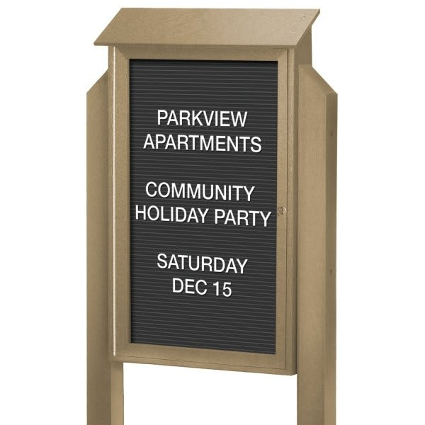Enclosed Single Door Indoor Letter Board, Sand, 38 X 54"