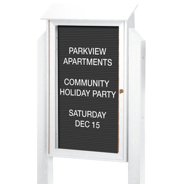 Enclosed Single Door Indoor Letter Board, White, 38 X 54"