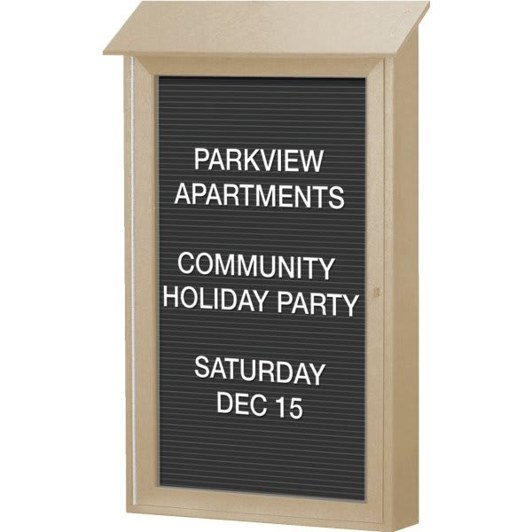 Enclosed Single Door Indoor Letter Board, Wall Mount, Sand, 26 X 42"