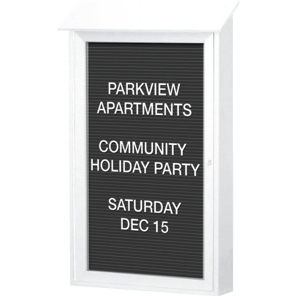 Enclosed Single Door Indoor Letter Board, White, 26 X 42"