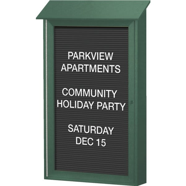 Enclosed Single Door Indoor Letter Board, Wall Mount, Woodland Green, 32 X 48"
