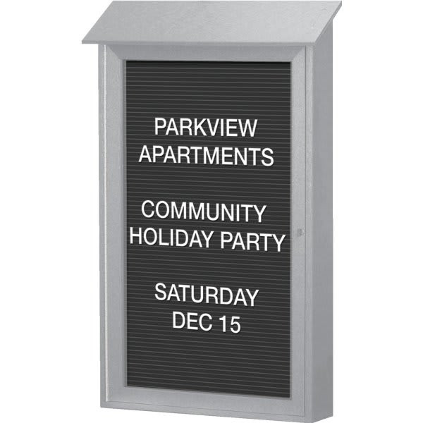 Enclosed Single Door Indoor Letter Board, Wall Mount, Light Gray, 32 X 48"