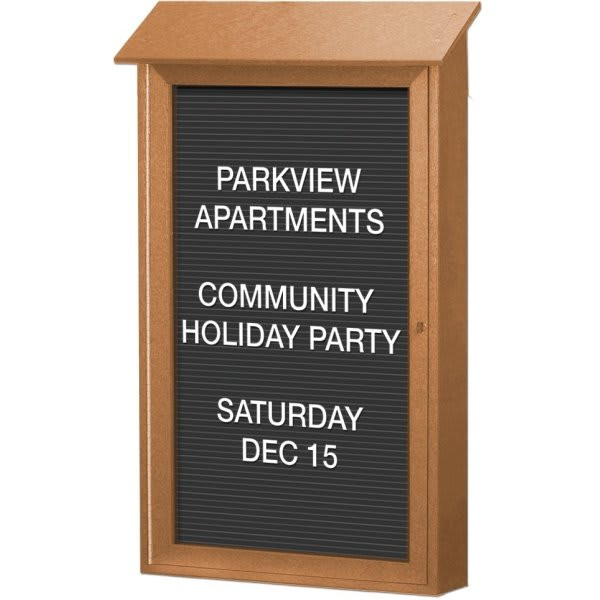 Enclosed Single Door Indoor Letter Board, Wall Mount, Cedar, 38 X 54"