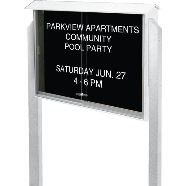Enclosed Sliding Door Indoor Letter Board, White, 52 X 40"