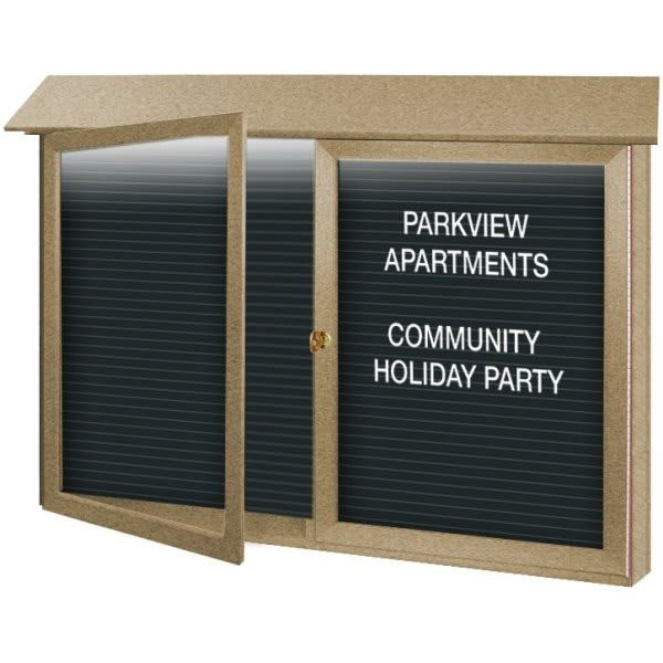 Enclosed Double Door Letter Board, Lighted Wall Mount, Sand, 45" X 3'6"