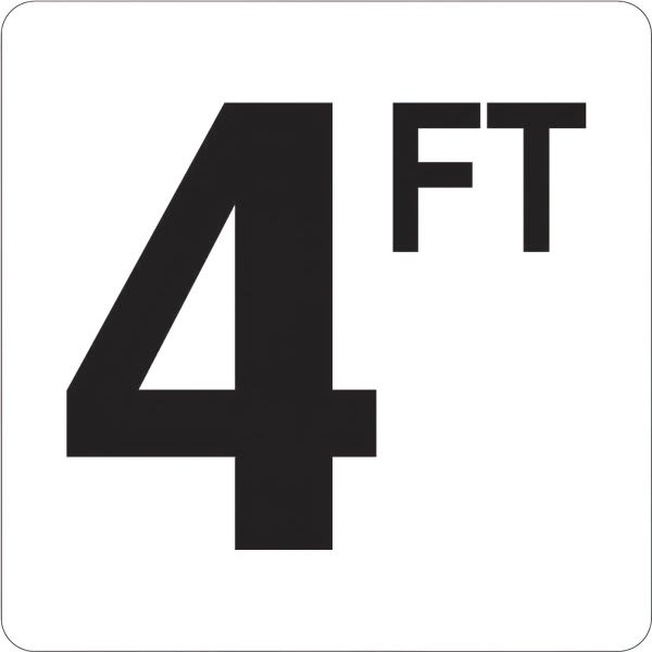Generic 4 Ft Vinyl Pool Depth Marker Sign (White/Black)