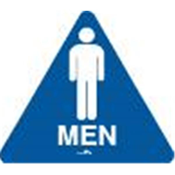 Braille "Men" Restroom Sign, California Complaint, Blue/White, Plastic