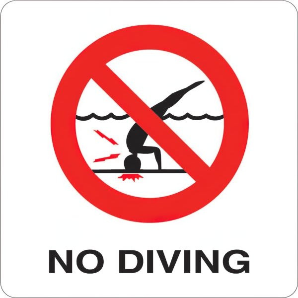 Generic 6 X 6 In Vinyl No Diving Pool Marker Sign W/ Symbol
