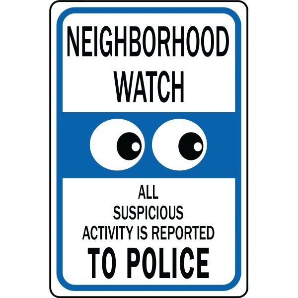 Hy-Ko "Neighborhood Watch Suspicious Activity" Sign, 12x18" Heavy Duty Aluminum