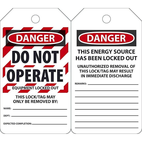 Accuform Danger Do Not Operate Equipment Locked Out 5 3/4" X3 1/4" Package Of 25