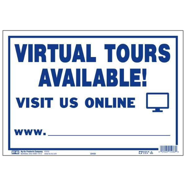 Hy-Ko Virtual Tours Available Jumbo Plastic Sign, 13 X 9, Package Of 10