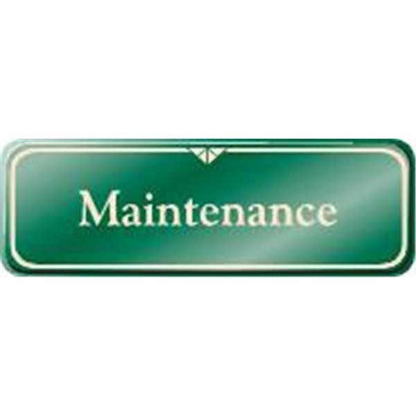 Maintenance Interior Sign, Green, 9 X 3