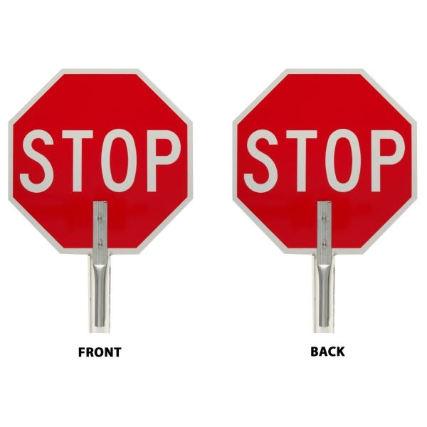 Brady Traffic Control Paddle Stop Sign 18" H X 18" W Aluminum White On Red