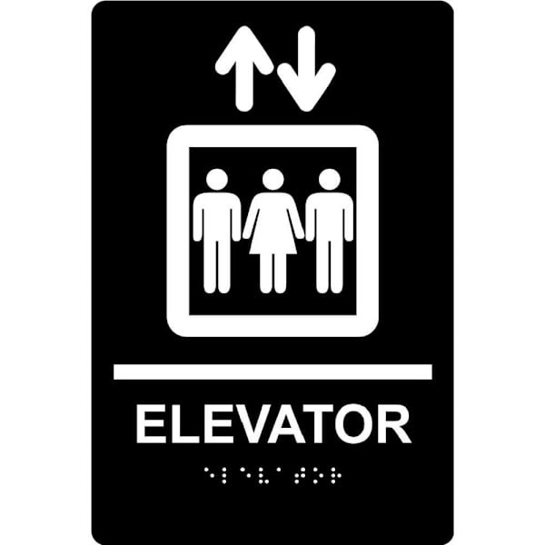 Accuform 9x6 Acrylic Elevator ADA Braille Sign Black